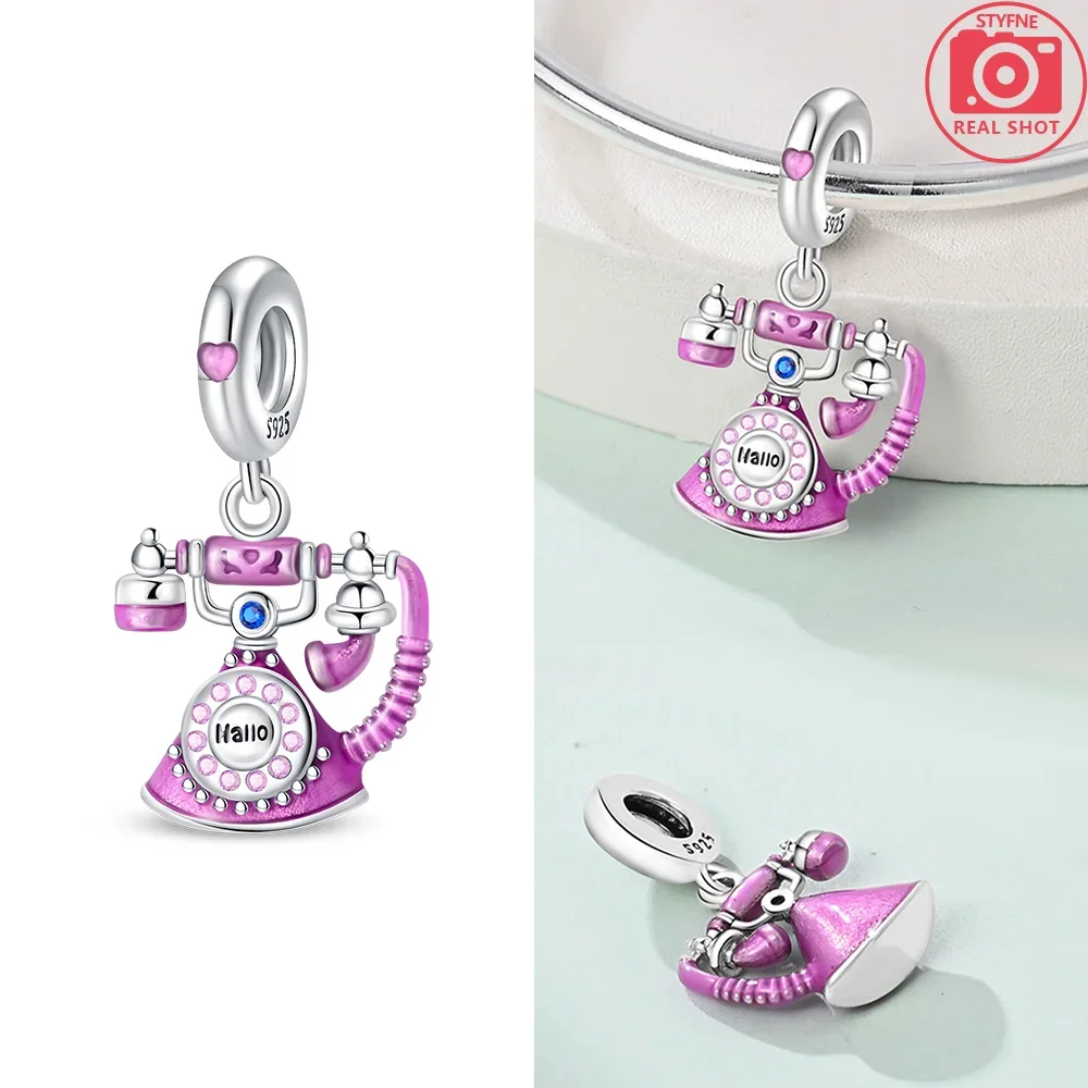 925 Sterling Silver Travel Suitcase Charms Beads Fit Original Bracelets Bag Keychain Charms Beads Pendant Diy Women Jewelry Gift