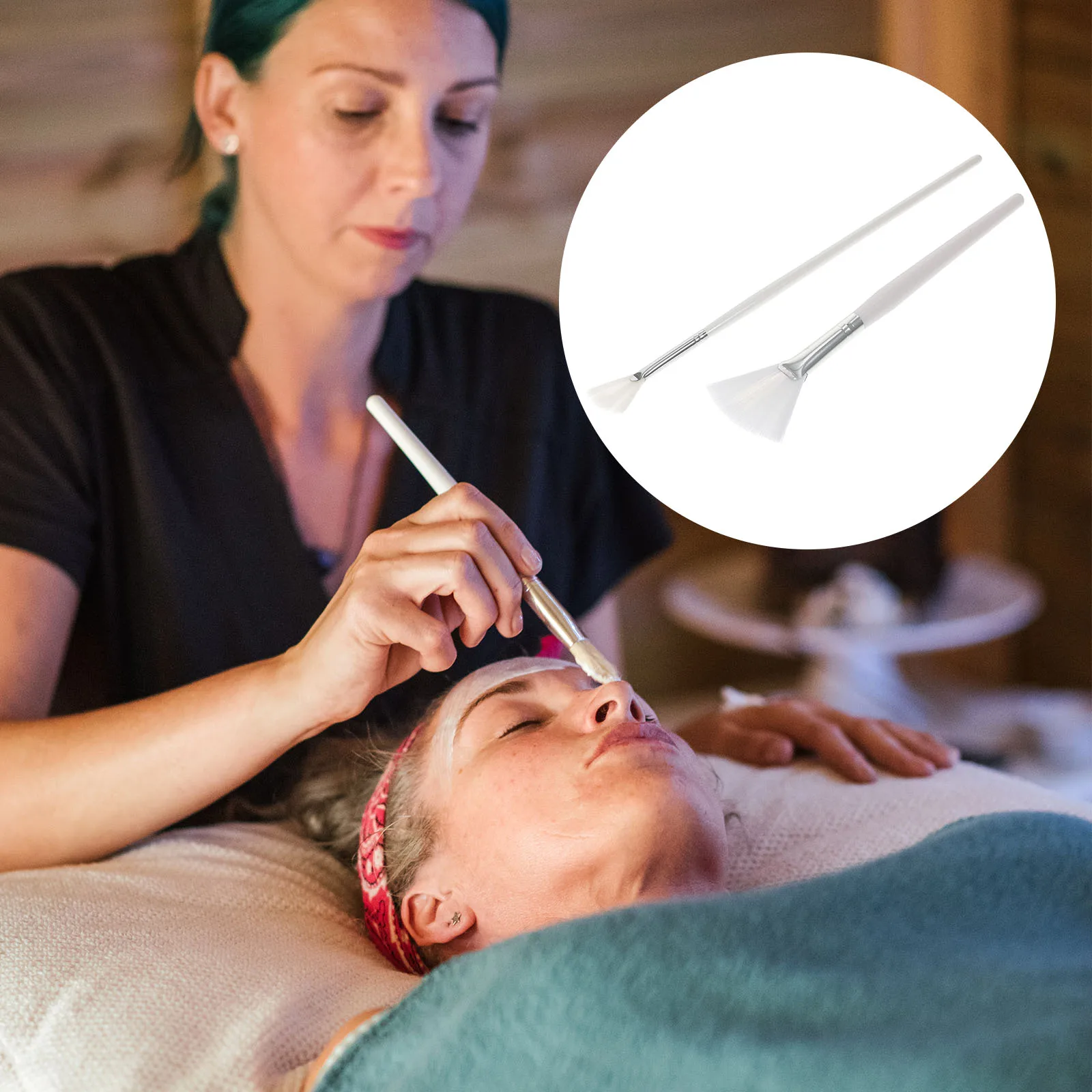

2Pcs Facial Mask Brush Short Hair Long Handle for Small Area Skin Care Tool Gentle Touch Easy Clean Durability High Temperature