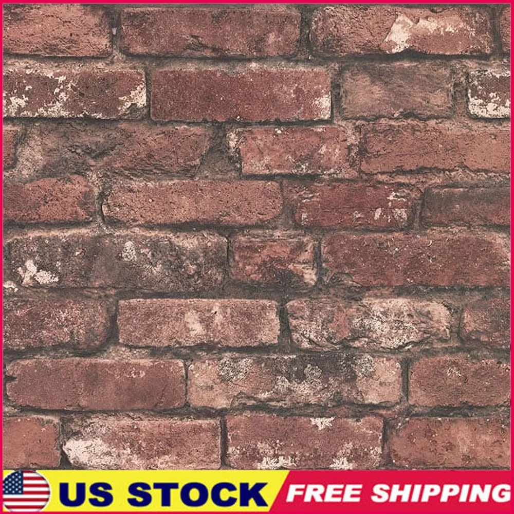 

Открытые кирпичные обои, деревенский красный моющийся нетканый настенный покрытие, рулон 20,5 x 33 фута, новинка, узор, домашний декор