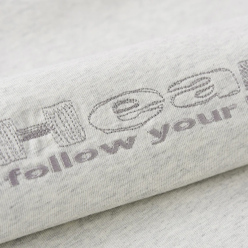 INFLATION 260G Washed Embroidered T-Shirt American Vintage Heavyweight Casual Cotton Short Sleeve for Men