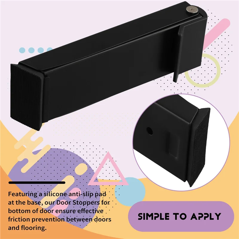 

AT44-2X Heavy Duty Door Stopper Door Holder Kick Down Door Stops Sturdy No Drilling Under Door Noise Stopper Black