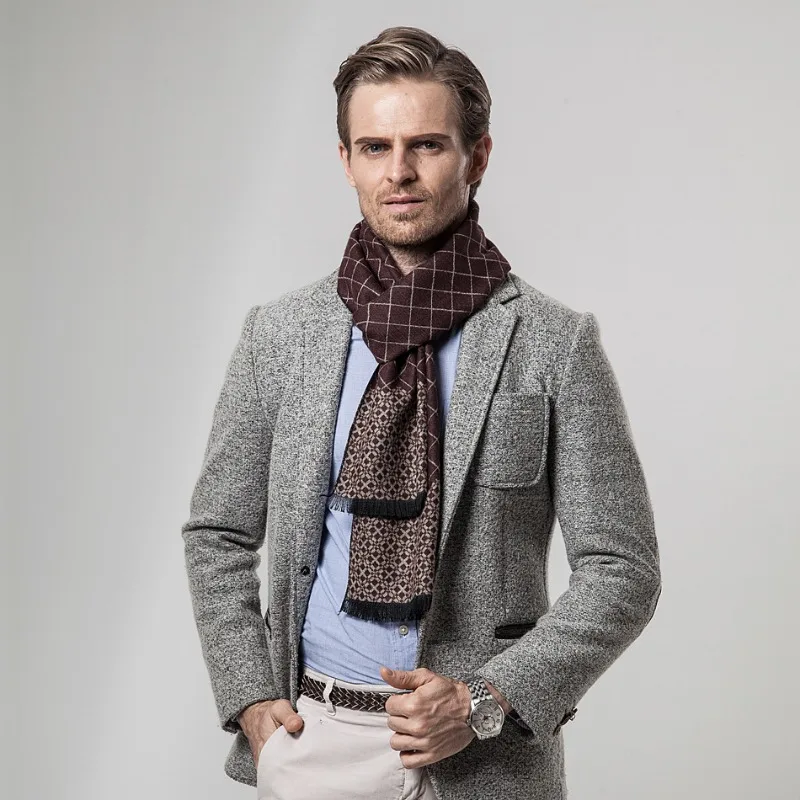 New Luxury Brand Business Mens Scarf Cashmere Scarfs Shawl High Quality Winter Warm Scarves Men