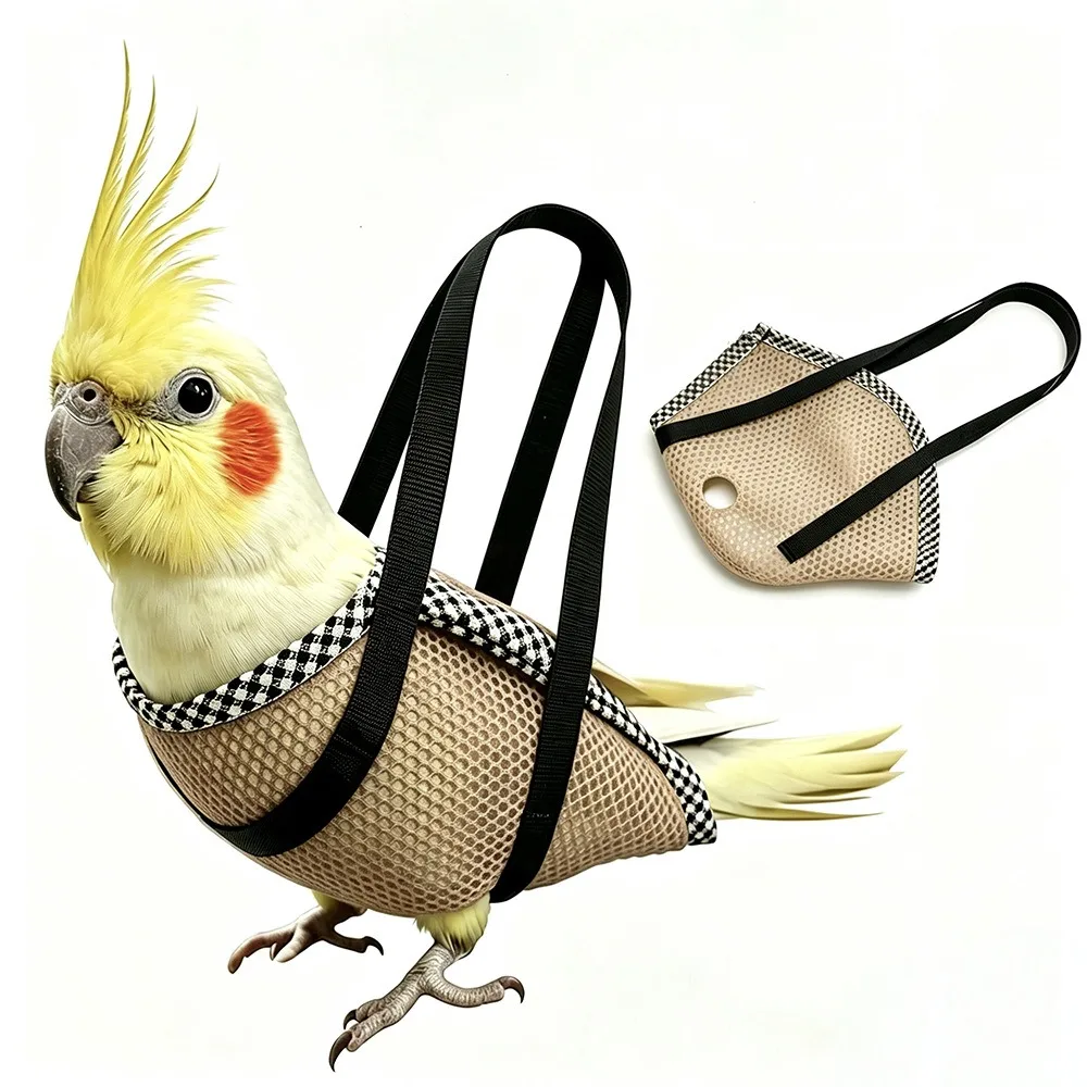 Breathable Mesh Parrot Hand Carrier Bag Portable Comfortable Parrot Anti Escape Vest Soft Fabric Windproof Bird Travel Bag