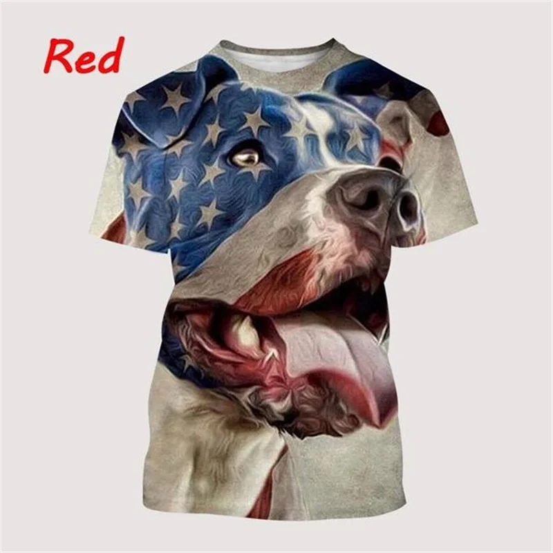 2024 Summer Newest 3D Pitbull Dog Painting Unisex Casual T-shirt Tops Men Fashion Graphic T Shirts Women Tee Tops Clothes