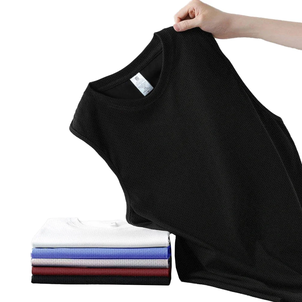 

Round Neck Tank Top Fitness Sport Vest Daily Use Daily Wear Loose Fit Pullover Style Regular Length Solid Color