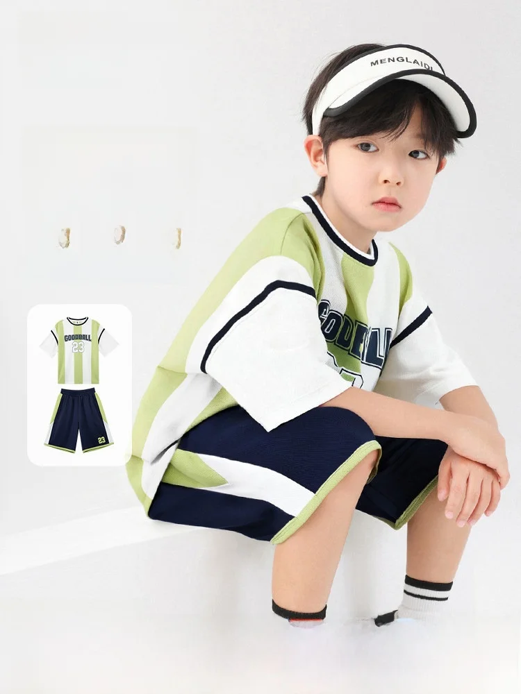 boys'-soccer-uniform-set-quick-dry-breathable-short-sleeve-two-piece-set-children's-sports-wear-polyester-fiber-summer-season