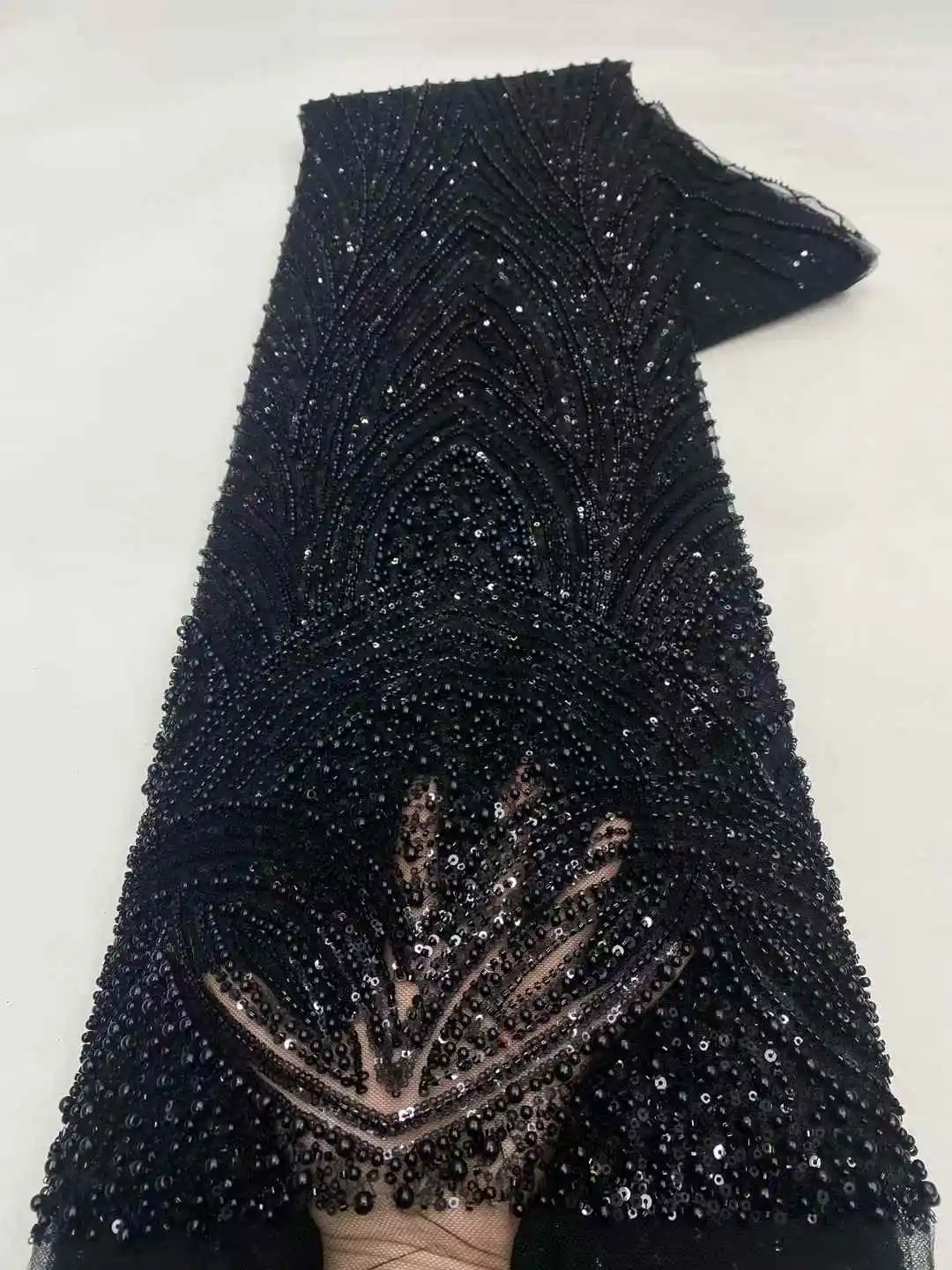 Роскошная кружевная ткань с бисером, 5 ярдов, высокое качество, 2025 г., африканская кружевная ткань, 5 ярдов для свадебного платья, вышитая Австрия