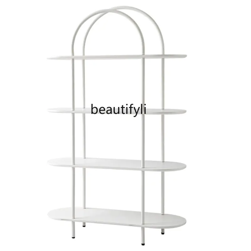 

yj Black and White Simple Arch Display Rack Multi-Layer Shelf Floor Assembly Bedroom Simple Storage Holder