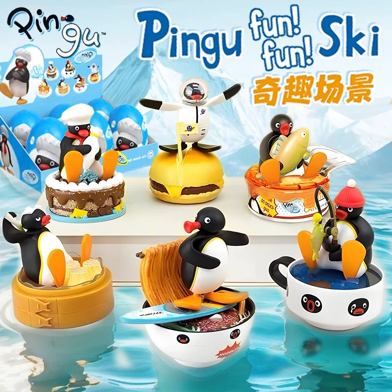 Lindo personaje de Anime Pingu, caja ciega de la serie del pequeño pingüino glotón, juguetes de moda, adorno, caja misteriosa, regalos periféricos sorpresa