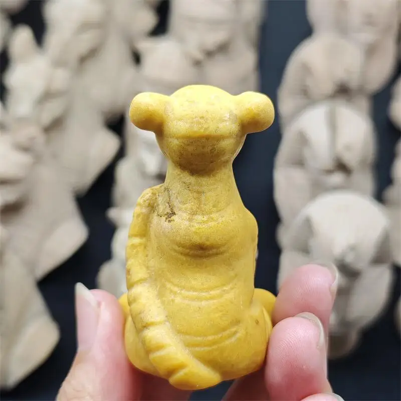 Natural Yellow Quartz Leopard Carving Reiki Faith Handicraft Ornaments Healing Home Decoration Gift 1pcs