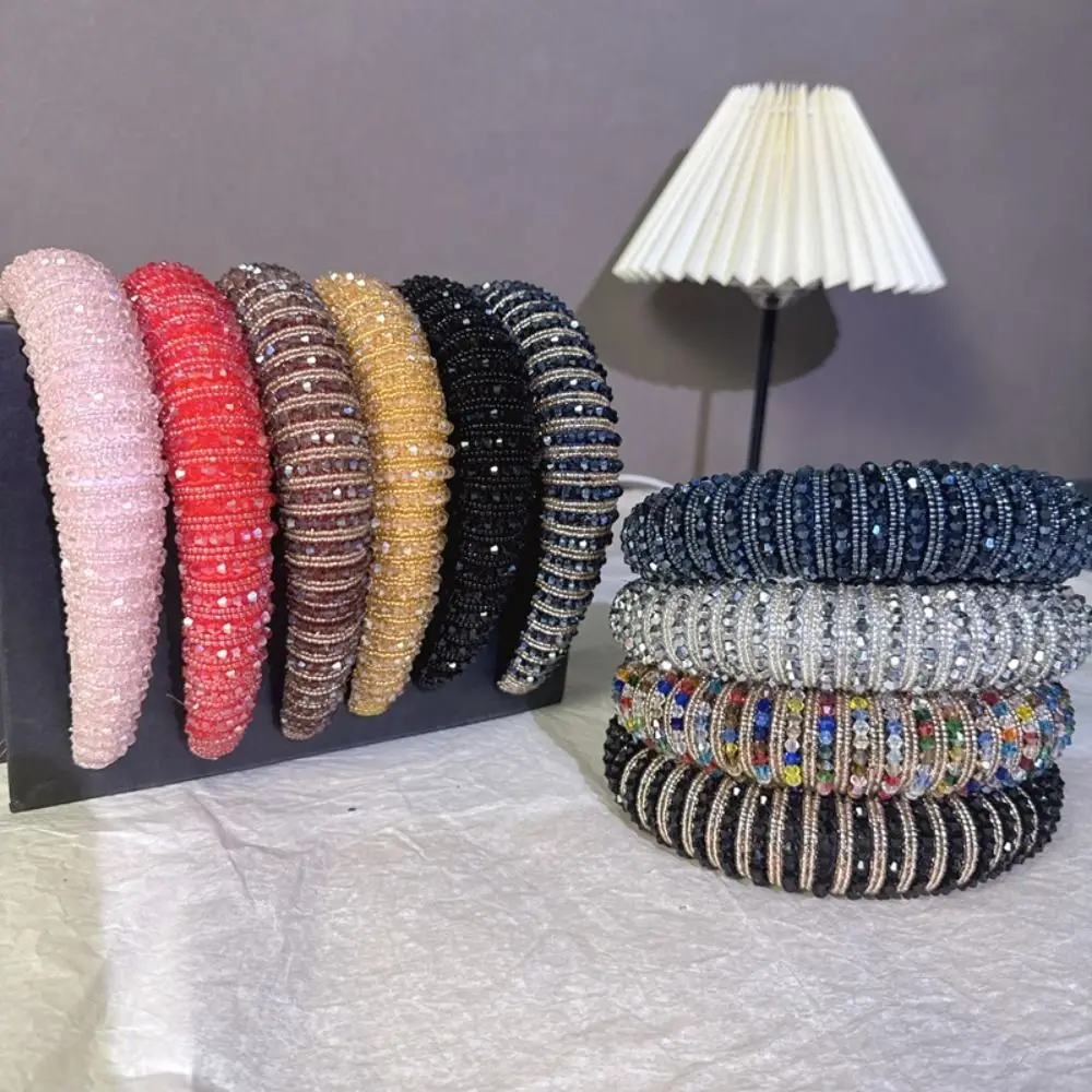 

Elegant Baroque Crystal Headband Beads Blingbling Sponge Hairband Baroque European American Style Vintage Hair Accessories