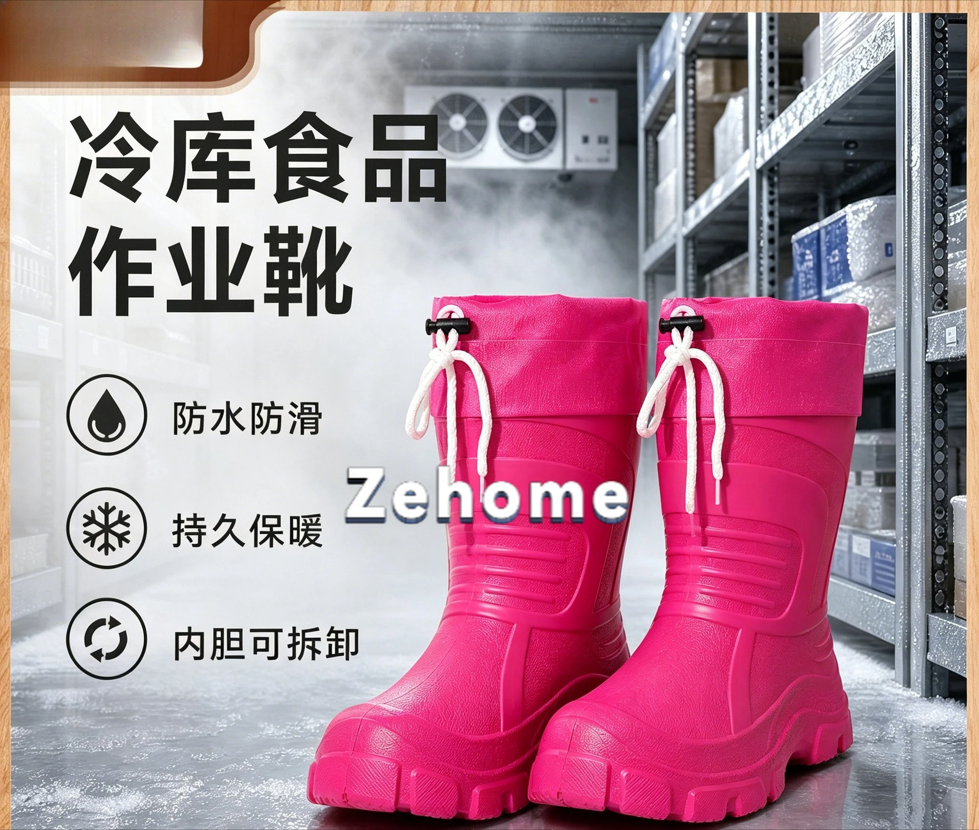 Water shoes quick-drying non-slip men's and women's same EVA light-soled cold storage cold-resistant rain boots