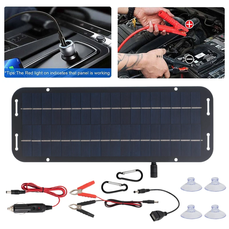 12V Solar Panel Kit Waterproof Portable Solar Panel Battery Charger Polycrystalline Solar Cell Charger for RVs Campers Boats
