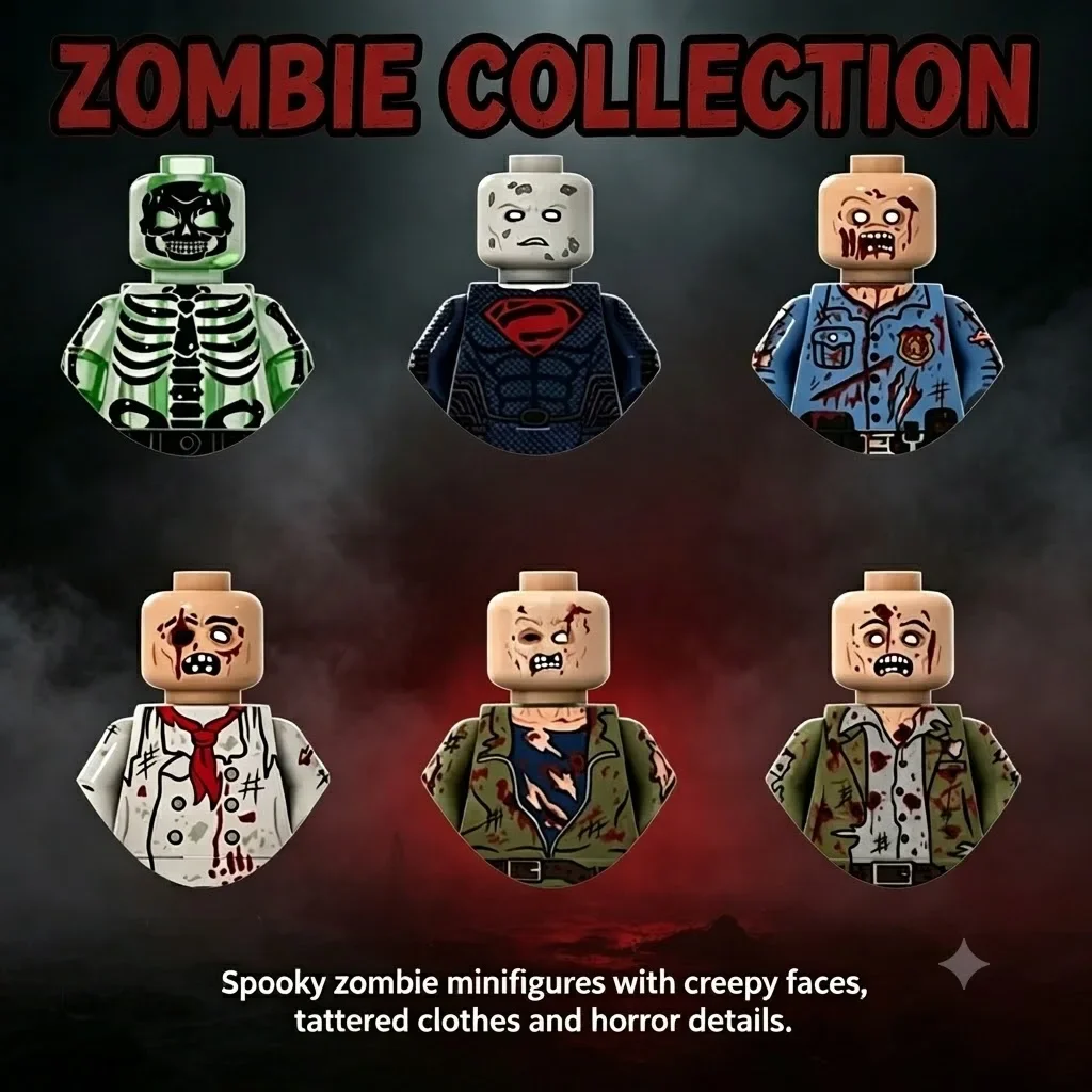 Bausteine Zombie-Armee Minifiguren – Halloween-Horror-Figurenset, gruseliges Bausteinspielzeug als Geburtstagsgeschenk für Jungen – Detail 2
