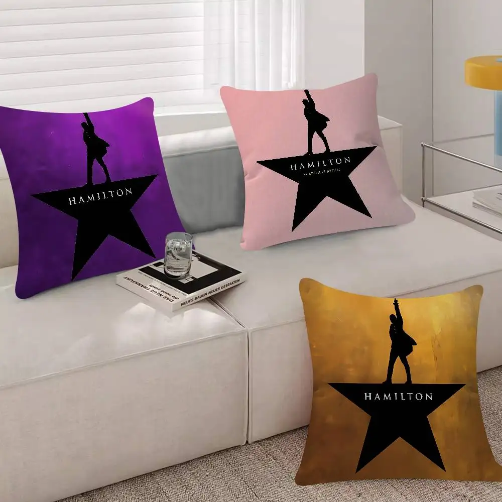American Musical Hamilton Vintage Pillow Case Plush Fabric Soft Double Sided Print Sofa Cushion Cover Throw Pillow Covers