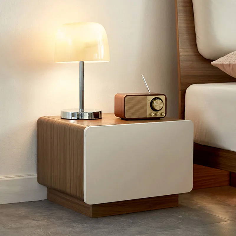 Mesa noturna branca estética nórdica para quarto, Nightstands luxuosos na moda, Armazenamento lateral moderno, Mobília doméstica simples