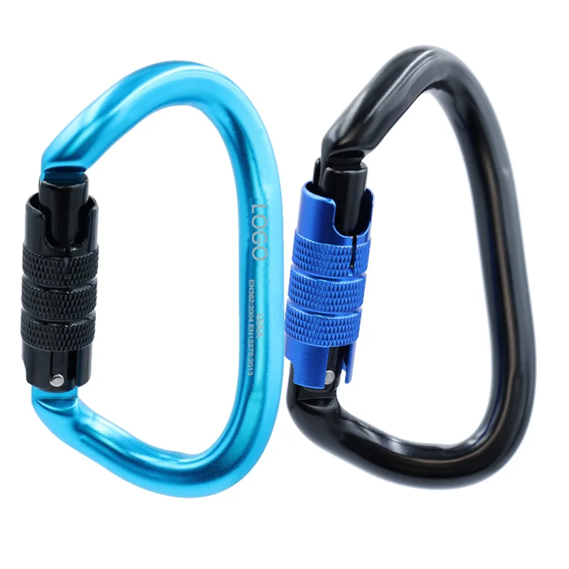 LFEDC 25KN Twist D Shaped Certified Aluminum Alloy Auto Locking Rappelling Mountaineering Heavy   Carabiner for Climbing
