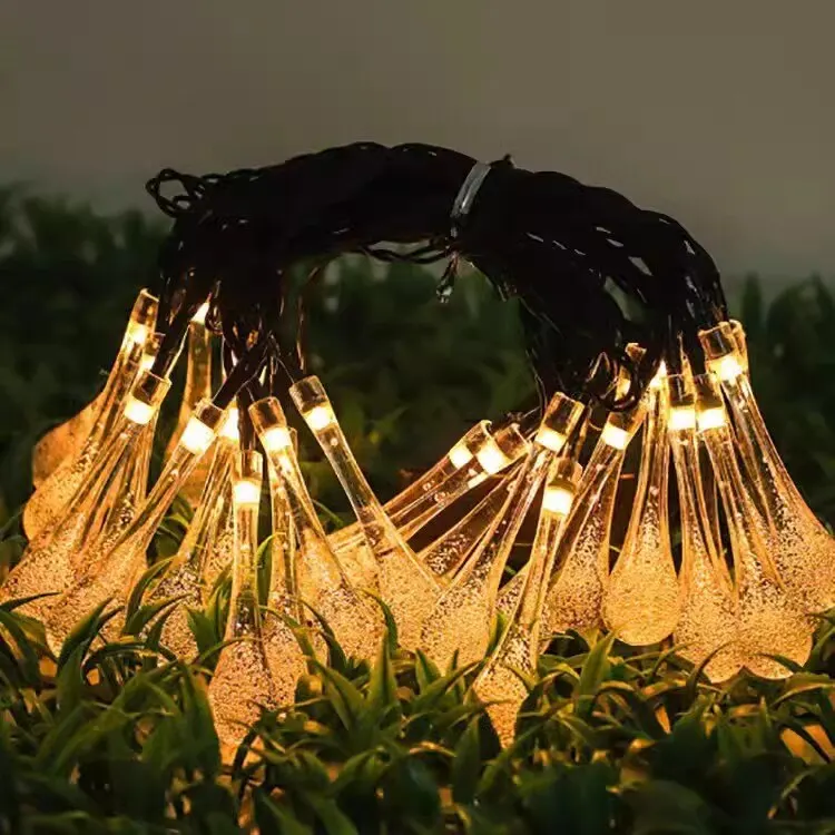 Luci a goccia d\'acqua a LED solari luci a stringa di festa decorazione da giardino fata impermeabile decorazione di ghirlande di strada all\'aperto