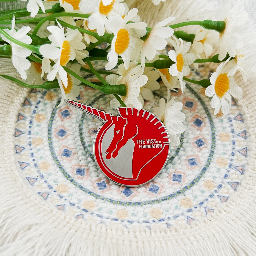 Vist Foundation Logo المينا دبوس MS RX-0 يونيكورن روبوت شارة الخيال العلمي التلفزيون الرسوم المتحركة الطرفية ثلاثية الأبعاد المشجعين جمع