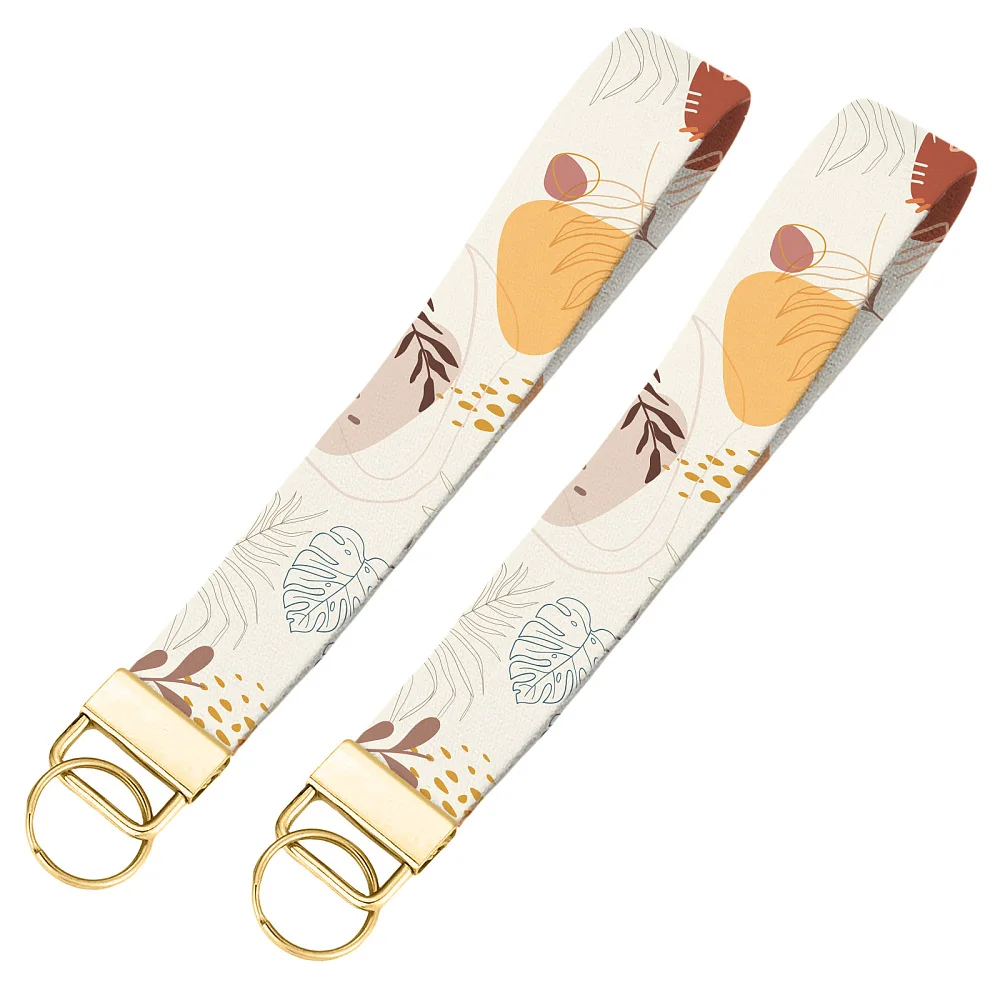 2pcs Wristlet Strap- Cute Fabric Keychain Wrist Lanyard Carabiner For Women Car Key Chain Wristlet Holder
