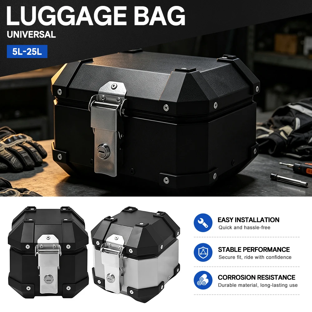 Motorcycle corner aluminum alloy patterned box, universal waterproof and shockproof embossed motorcycle travel side box