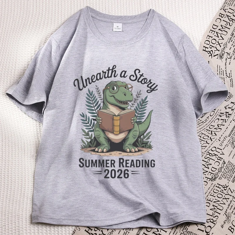 Unearth A Story Summer Reading T-Shirt Men Women Cotton Short-sleeve Tees Casual High Quality Printed T Shirt Woman Clothing
