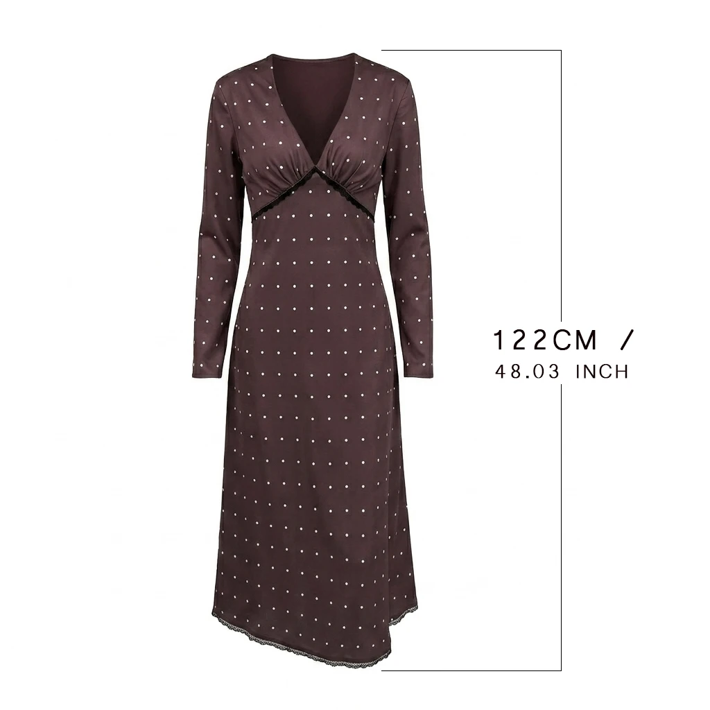 Talenza Frauen Polka Dot Kleid Mode Satin Druck Kontrast V-ausschnitt Hohe Taille Neue Kleid Sommer Elegante Weibliche Party Kleid 2026 – Detail 5