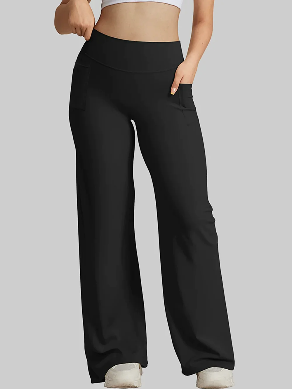 New Double-Sided Pocket Yoga Pants For Women High Waist Hip Lifting Sports Fitness Loose Straight Leg Pants Women Fashion Bottom