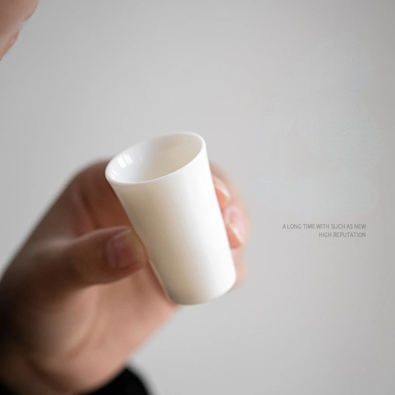 Elegant White Porcelain Teacup Set - Sheep Fat Jade Teacup, Chinese Tea Tasting Cups for Aromatic Experience-A46I
