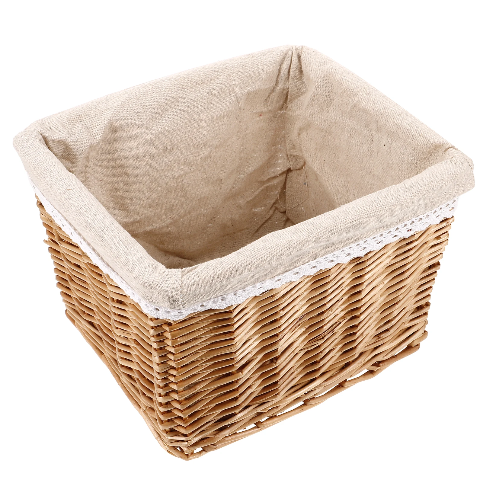 

1pcs Rectangular Wicker Storage Baskets Multi-Function Woven Hamper For Home Office Snacks Sundries Organizer Reusable Natural