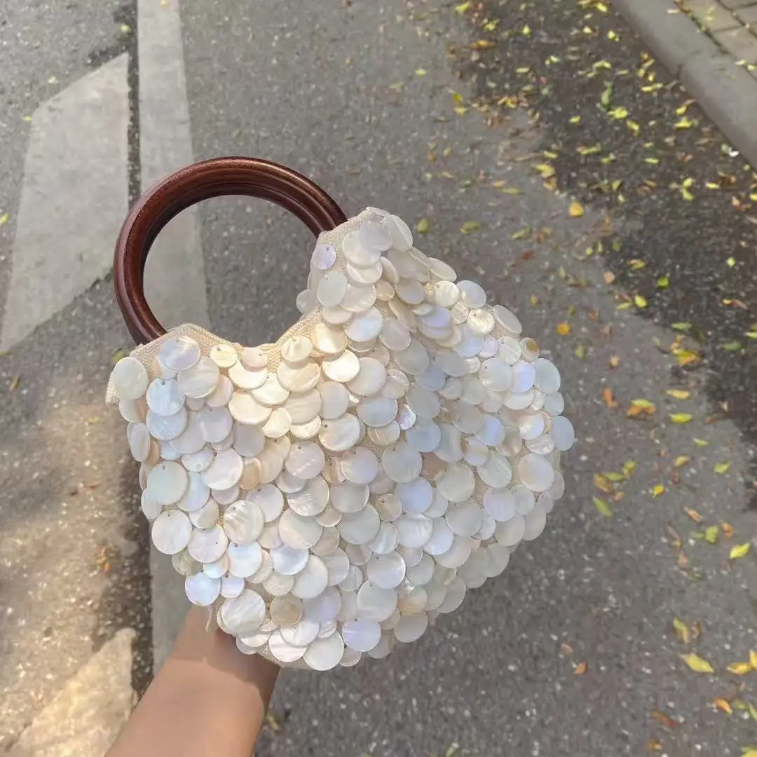 Fashion Shell Handmade Clutch Purse Luxury High Quality Women Handbag Wood Handheld Vacation Holiday Beach Bag Crossbody Bag - Image 6