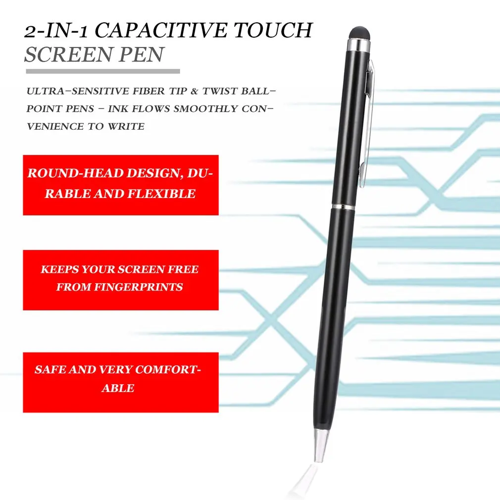 2 in 1 Multifunction Fine Point Round Thin Tip Touch Screen Pen Capacitive Stylus Pen For Smart Phone Tablet For Phone