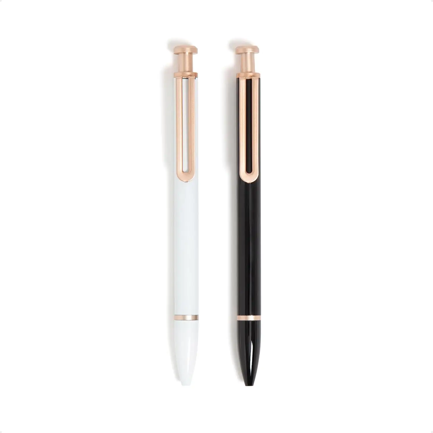 

Luxury Ballpoint Pens Set of 2, Bold 1.0 mm Point, Black Ink, Black & White with Gold Details