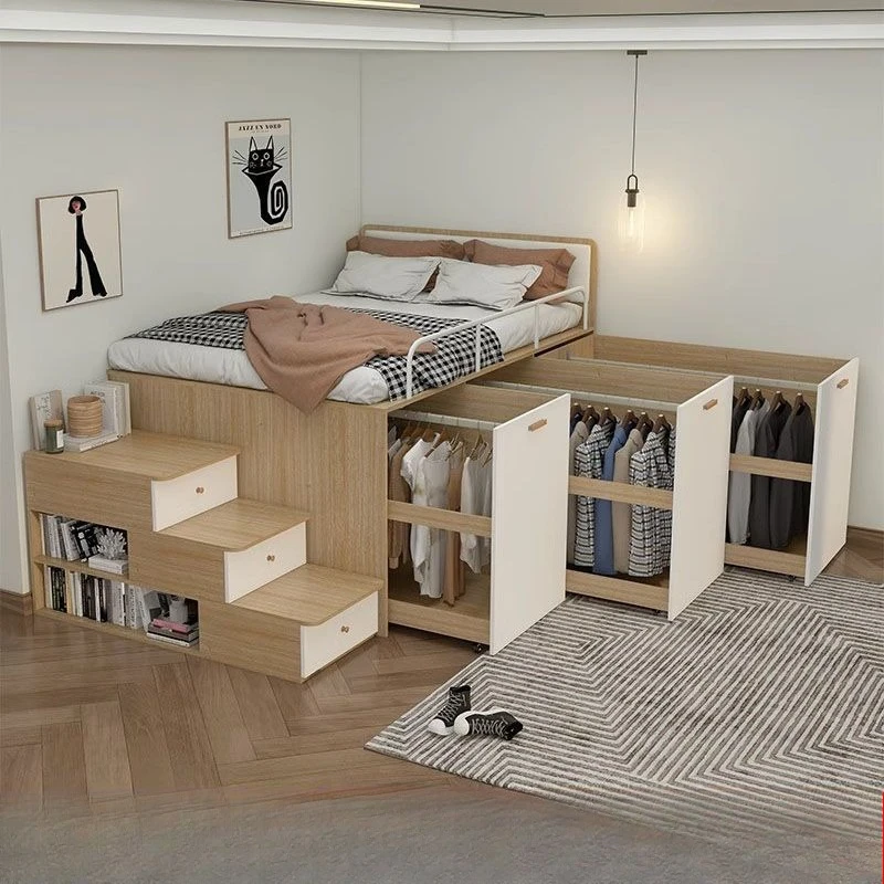 Multifunctional stairs half-height bed combination tatami wardrobe integrated space saving pull wardrobe lower cabinet bed