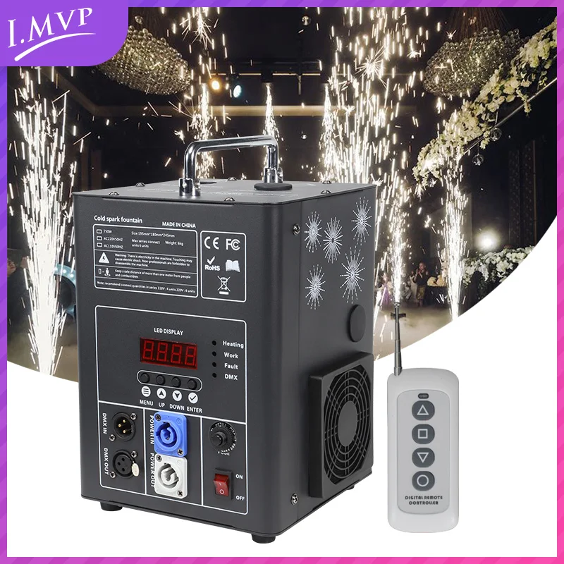 

650W Stage Sparkler Fountain Effect DMX Remote Control Digital Screen Cold Spark Machine with Handle