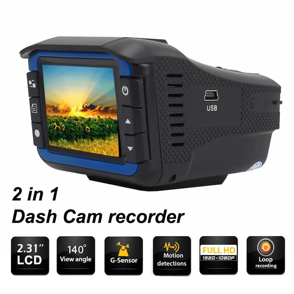 Best Car DVR Camera Car Detector VGR3- Plush Anti Laser DVR Dash Cam video Recorder FHD 1920x720P English or Russian Version