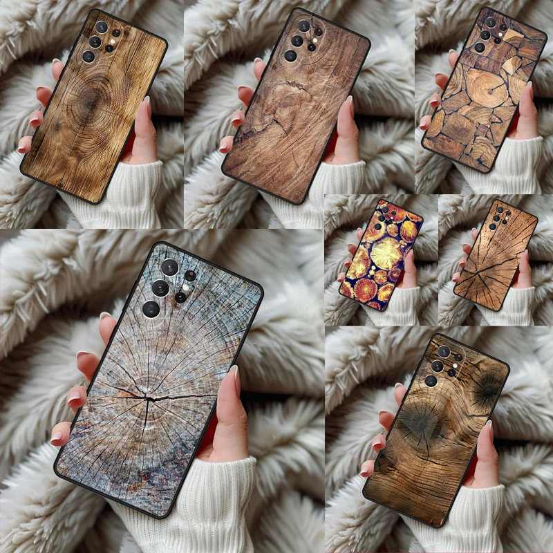 Pattern Wood Textures Phone Case For Samsung Galaxy S24 S25 S26 Ultra S22 S23 Plus S21 S20 FE Note10 TPU Cover