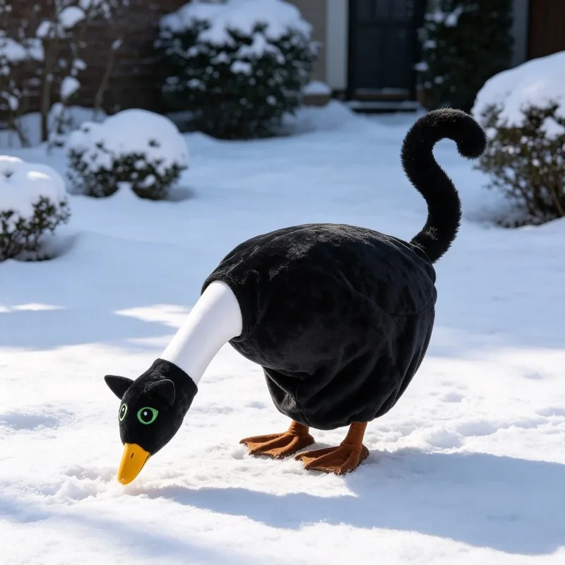 Black Cat Porch Goose Suit Halloween Costume Duck Statue Interesting Garden Decoration Dress Gift (excluding Goose)