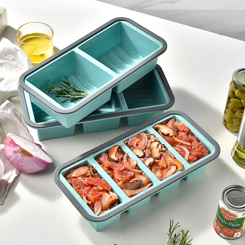 1pc Silicone Freezer Tray with Lid - Durable Kitchen Storage for Soup, Broth & Sauces Food Container Freezing Tray