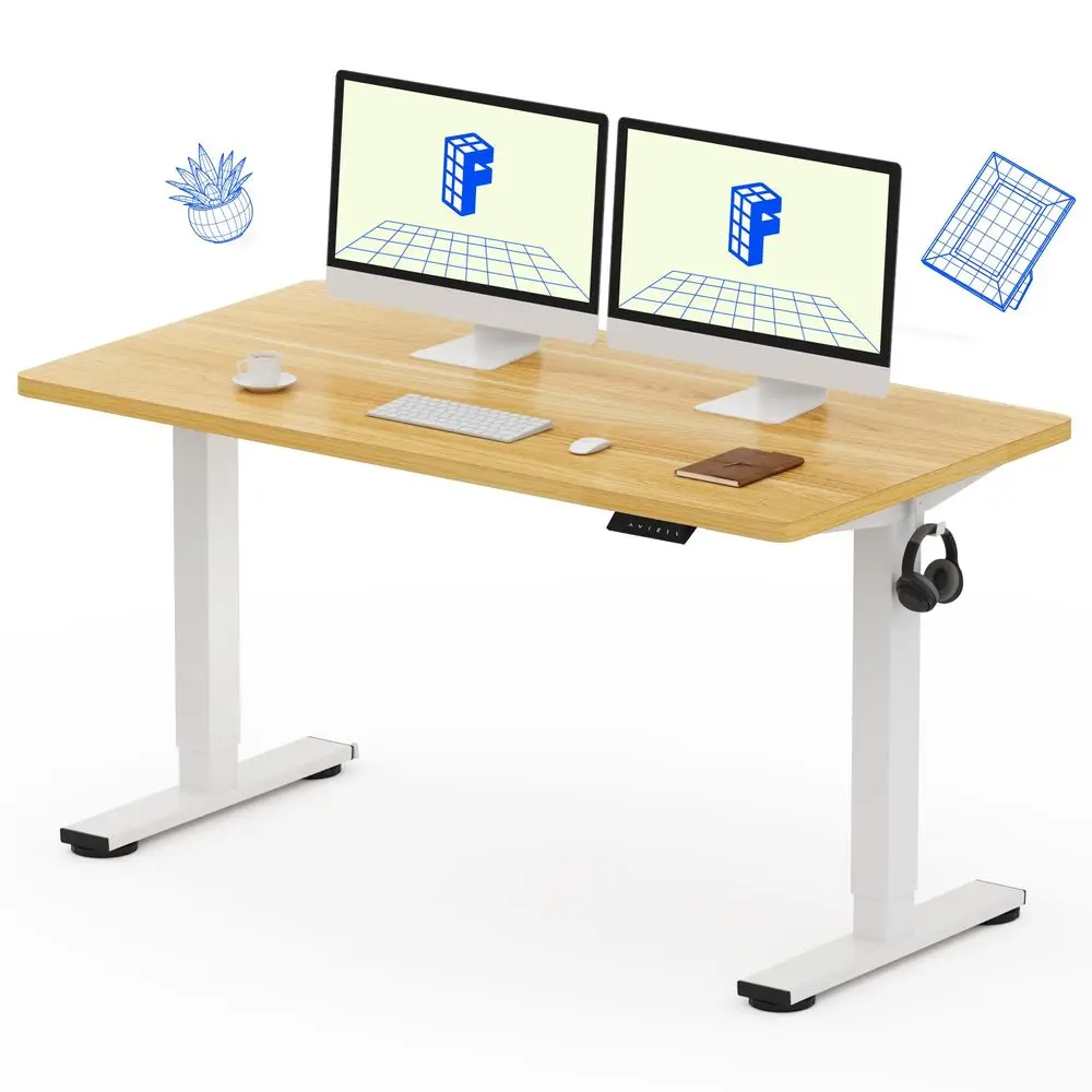 

EN1 OnePiece Standing Desk with 1Inch Thick Seamless Desktop, 55x28 Electric Height Adjustable Desk for Home Office, MultiMonit
