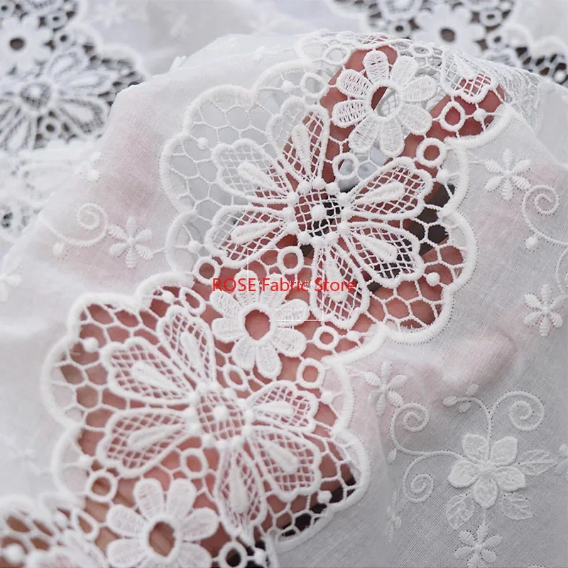 

Flower Hollowed Out Embroidery Cotton Fabric For Shirt, Dress, DIY Tablecloth, Handmade Sewing Fabric