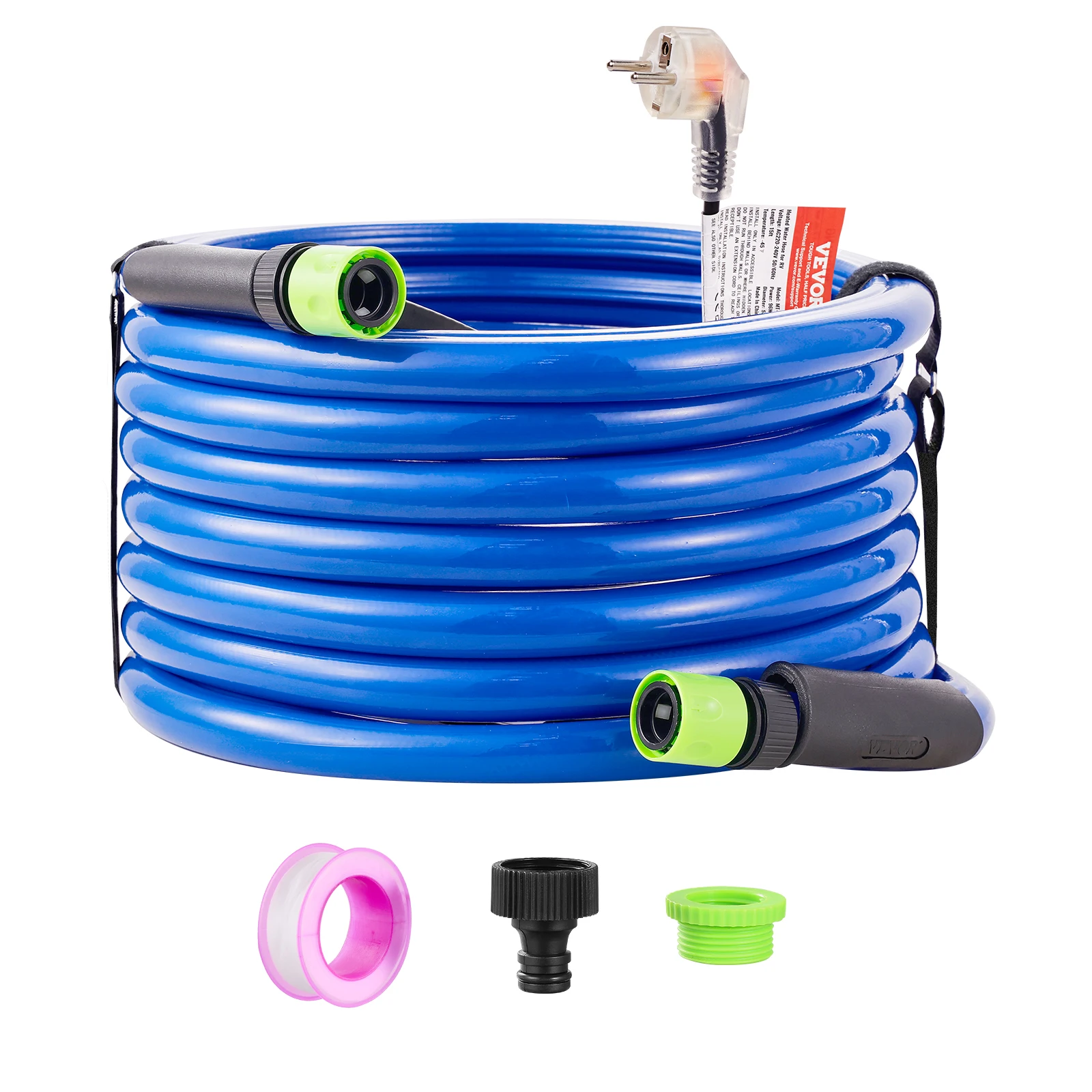 VEVOR 30ft Heated Water Hose Heated Drinking Water Hose Antifreeze to -45°F Automatic Self-regulating  for RVs Camping