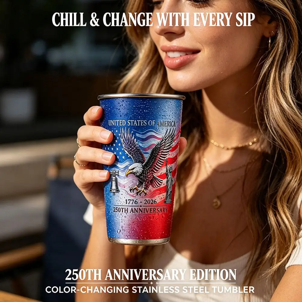 Anniversary Color-Changing Cup Cold Color Stainless Steel Cup Portable And Reusable Coffee Cup