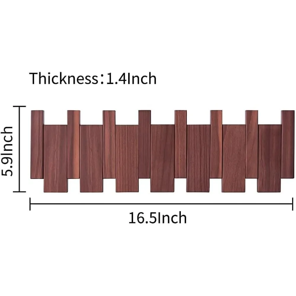 رف معطف مفتاح البيانو من خشب الجوز المثبت على الحائط مع 6 خطافات مغناطيسية، يدعم ما يصل إلى 15 كجم