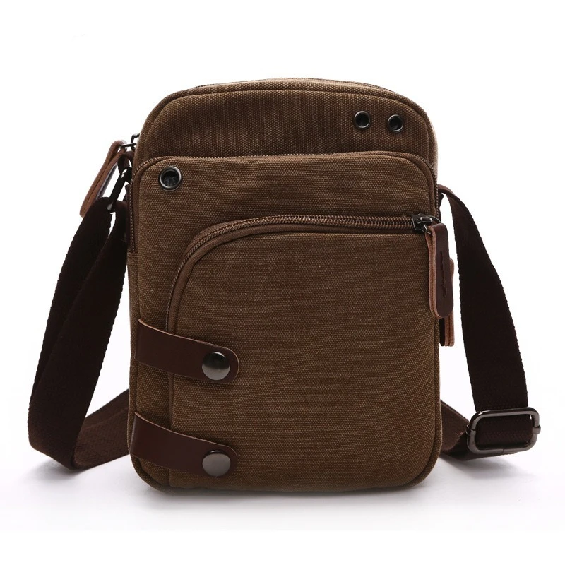 Nesitu High Quality Vintage Casual Black Coffee Khaki Blue Green Duralbe Canvas Small Women Men Shoulder Messenger Bag M8681