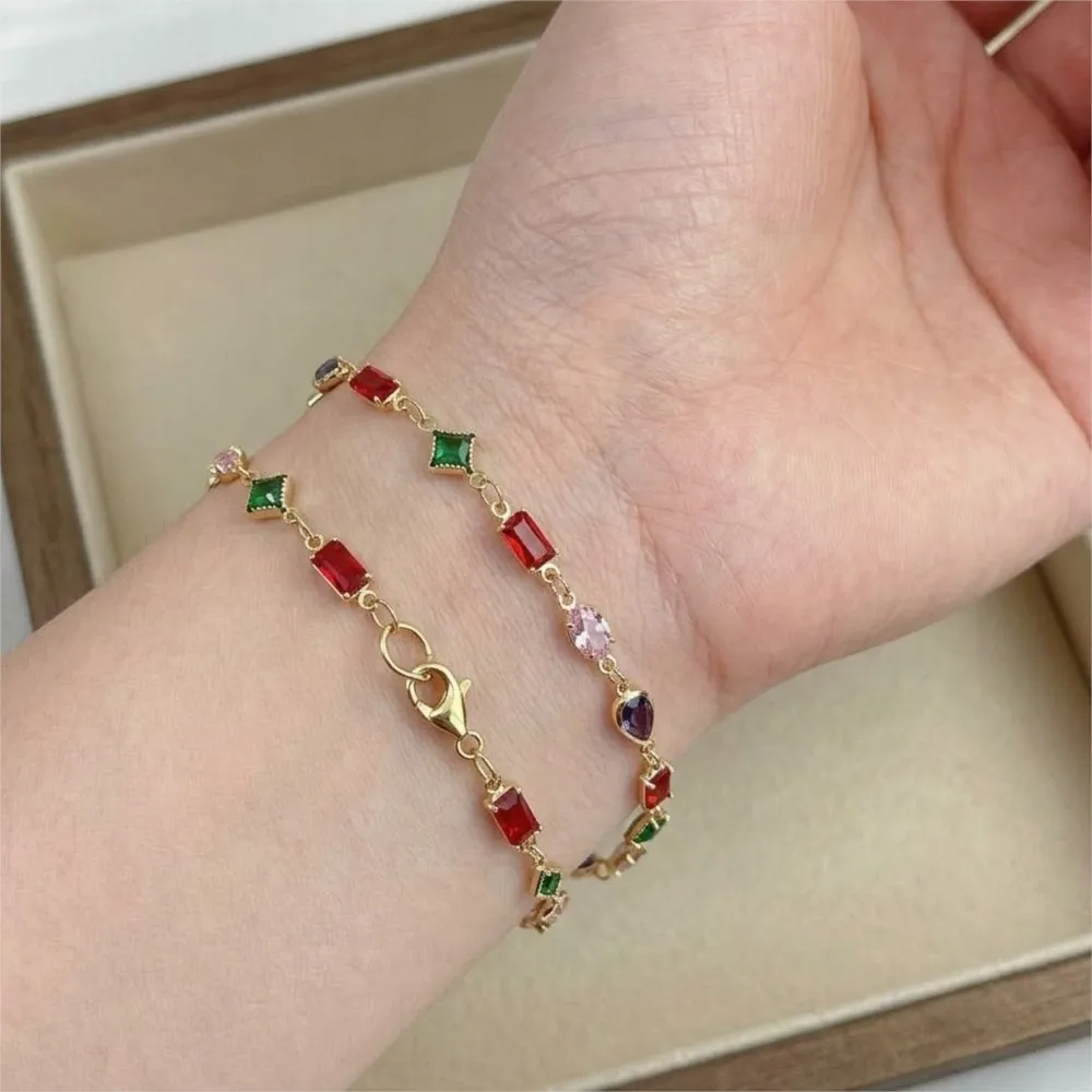 1Meter Colored Irregular Rhinestone Oval Crystal Copper Chains DIY Necklace Bracelet Jewelry Making Supplies Findings Accessorie