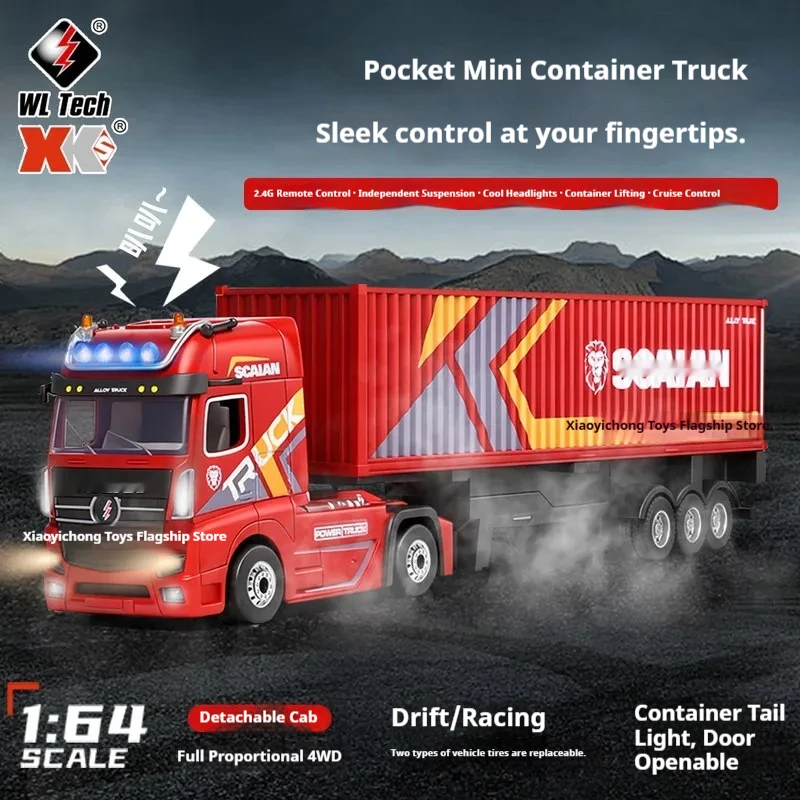 

В наличии WLtoys 6408 1:64 RC грузовик с пультом управления 2.4G, контейнеровоз, 4WD, дрифт-кар с подсветкой, игрушечный грузовик с прицепом.