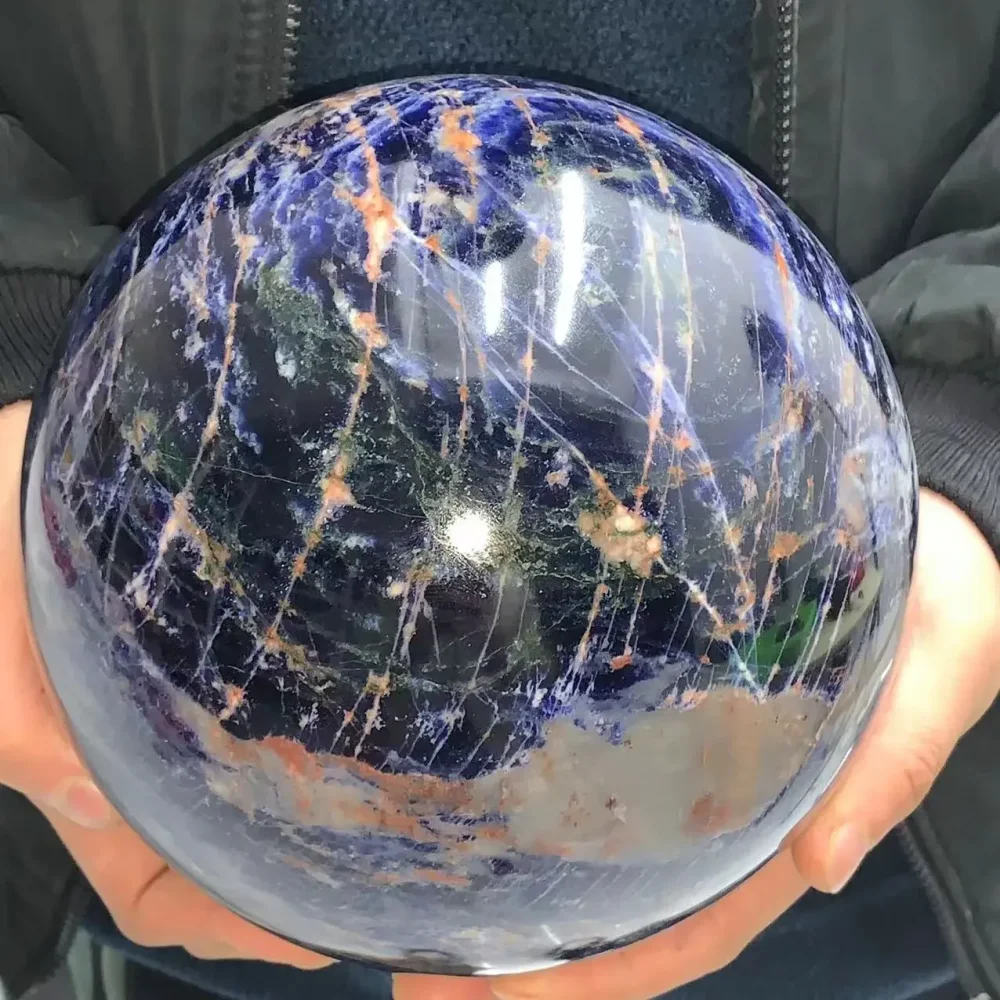 Large!Natural Formed!Blue Sodium Balls, Quartz Crystal Blue Ore Polishing Balls, Minerals, Reiki, Healing Balls