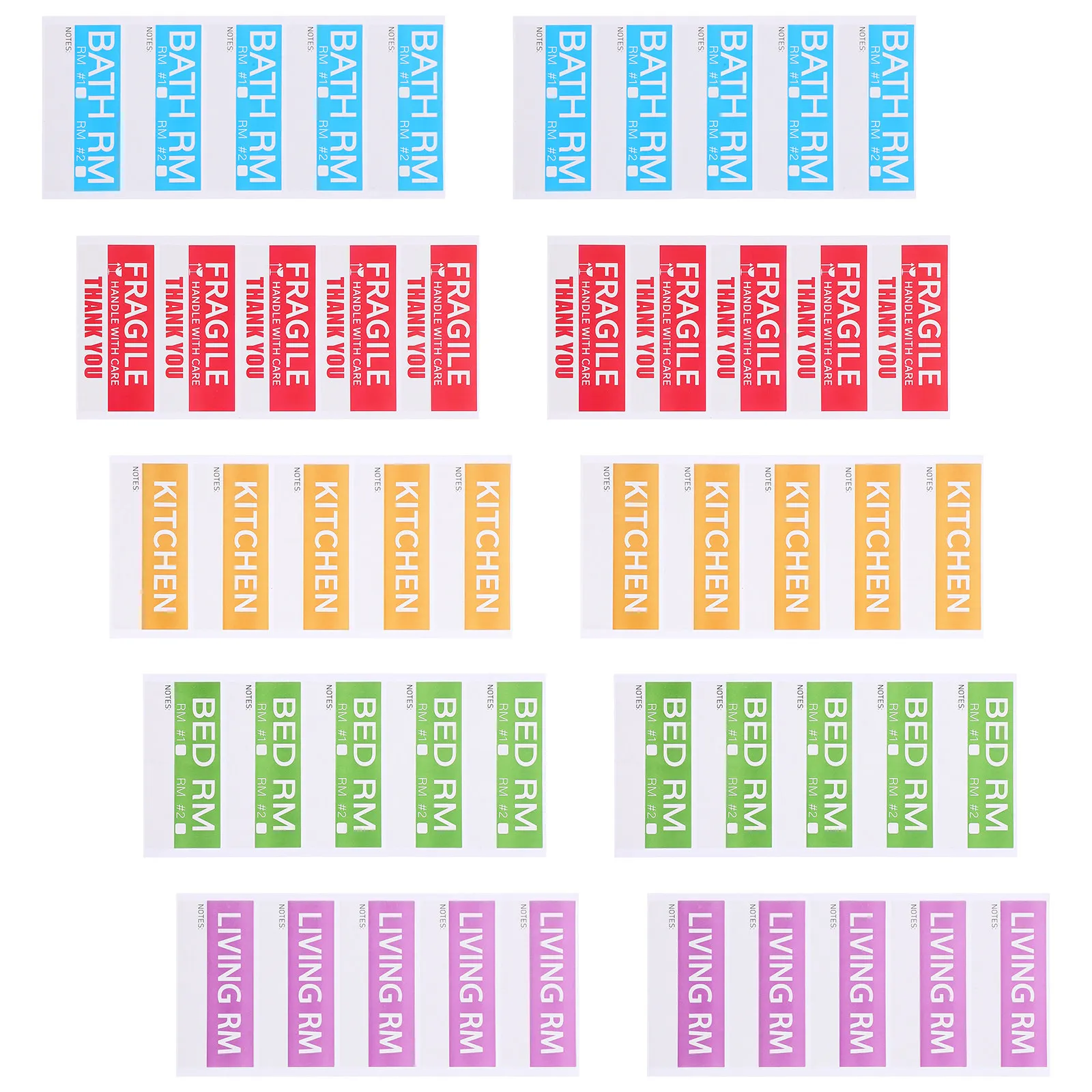 

100pcs Moving Labels For Boxes Color Coded Self-Adhesive Sticky Packing Stickers Large Print Fragile Room Labels For Moving Home