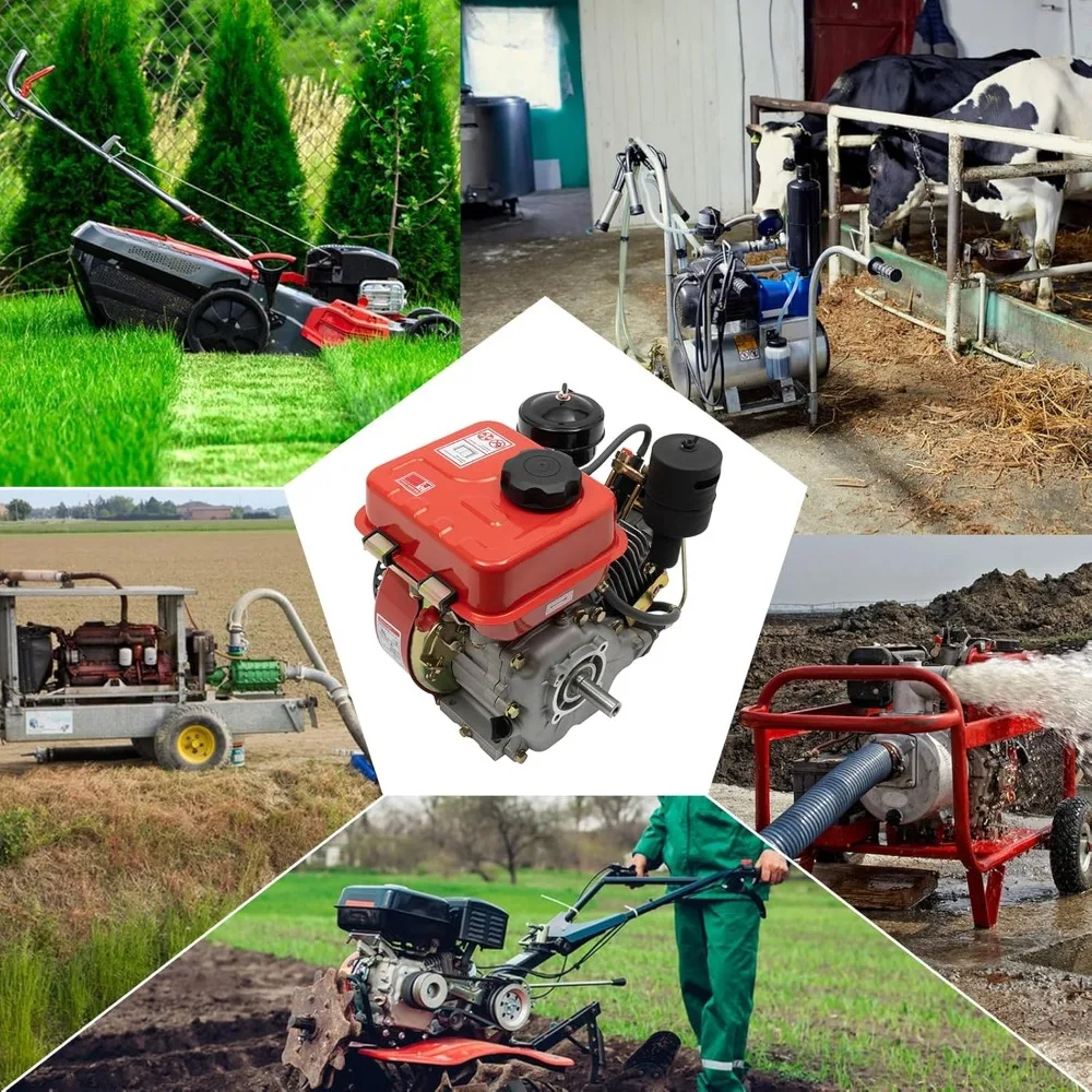 Diesel Engine, 4 Stroke 3HP Engine Single Cylinder Diesel Engine 3800RPM Industrial Grade Multi-Use Engine